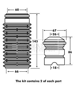 BORG & BECK apsauginio dangtelio komplektas, amortizatorius BPK7034